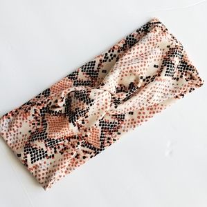 Cream Snake Print Turban Headband Headwraps